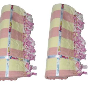 Ethnicalive Handloom Bhagalpuri Handloom Dull Chadar White Pink Pack of 2