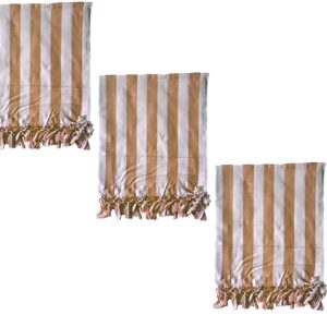 Ethnicalive Handloom Bhagalpuri Organic Andi Dull Chadar White Brown Strip Pack of 3