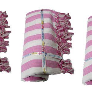 Ethnicalive Handloom Bhagalpuri Organic Andi Dull Chadar White Pink Strip Pack of 3