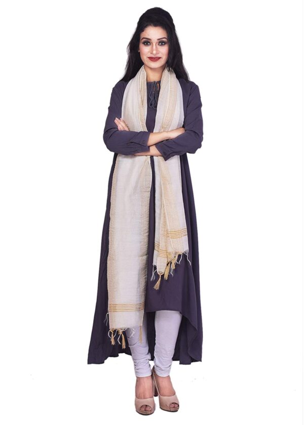 Bhagalpuri dupatta with multi golden border white base b0741822td 2.jpg