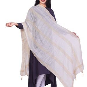 Bhagalpuri dupatta with multi golden border white base b0741822td.jpg