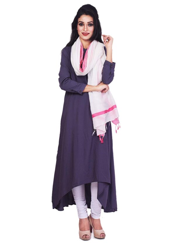 Bhagalpuri dupatta with pink line border on white base b07417kds5 3.jpg