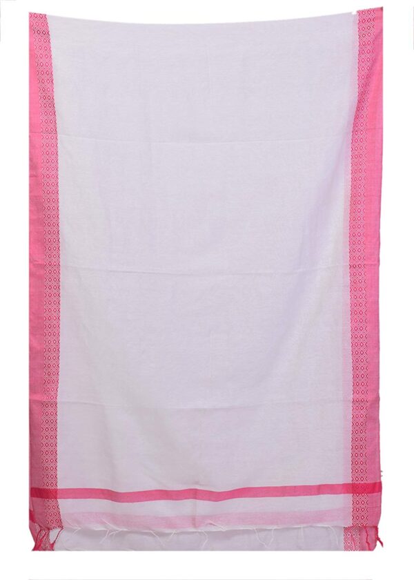 Bhagalpuri dupatta with pink line border on white base b07417kds5 4.jpg