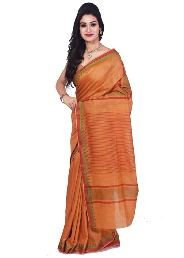 Ethnicalive bhagalpuri handloom art silk brown saree with red boarder b07466p6wt 2.jpg