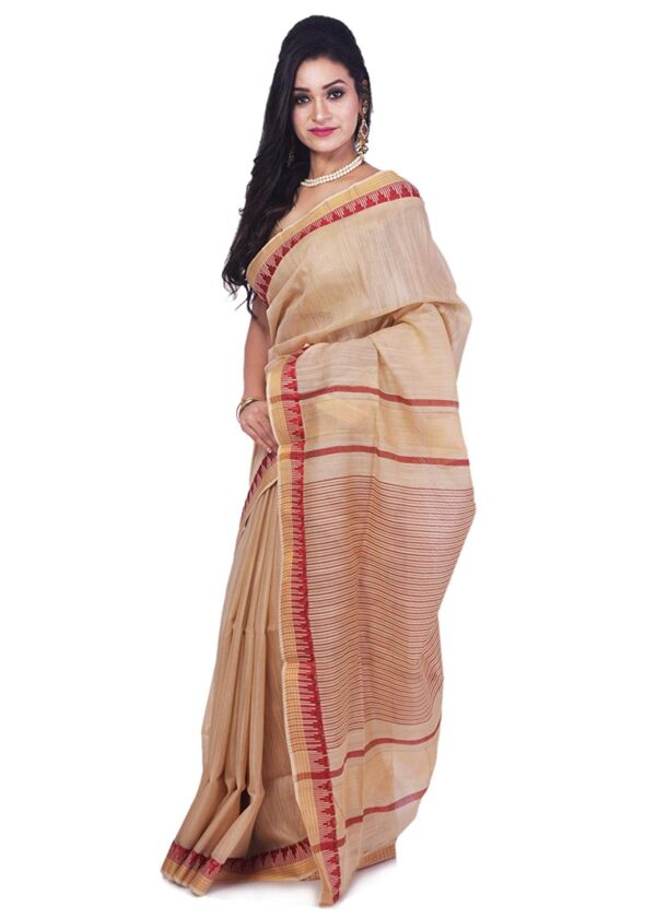 Ethnicalive bhagalpuri handloom art silk golden saree with red boarder b074669dp6 2.jpg