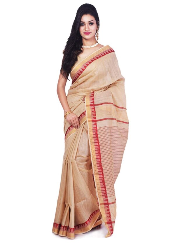 Ethnicalive bhagalpuri handloom art silk golden saree with red boarder b074669dp6.jpg