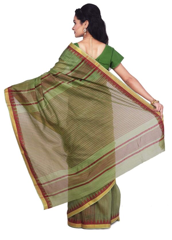 Ethnicalive bhagalpuri handloom art silk green saree with red boarder b074661lhx 3.jpg