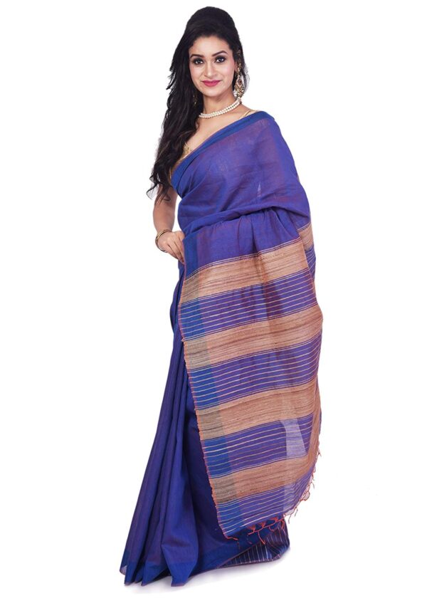 Ethnicalive bhagalpuri handloom pure tasar silk saree with golden boarder b07466wz2c 2.jpg