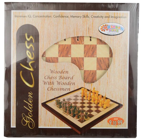 Muskaan toys golden wooden chess 33 pieces b06vwt369x.jpg